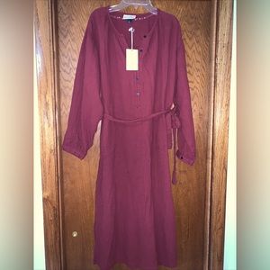 Universal thread Women ShirtDress Balloon Long Sleeve Tie-Front Deco gold size S